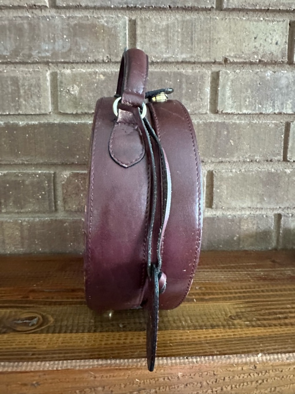 Vintage Etienne Aigner Cottagecore Wicker Round Canteen Boho Twee Oxblood - Picture 4 of 7